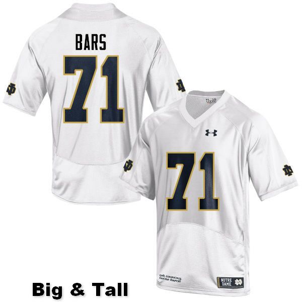 Men's NCAA Notre Dame Fighting Irish #71 Alex Bars Stitched College Under Armour Authentic White Big & Tall Football Jersey QR10K26UE